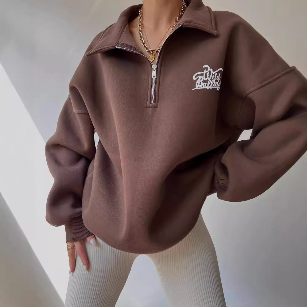 Fleece-Lined Printed Long-Sleeve Pullover Sweatshirt