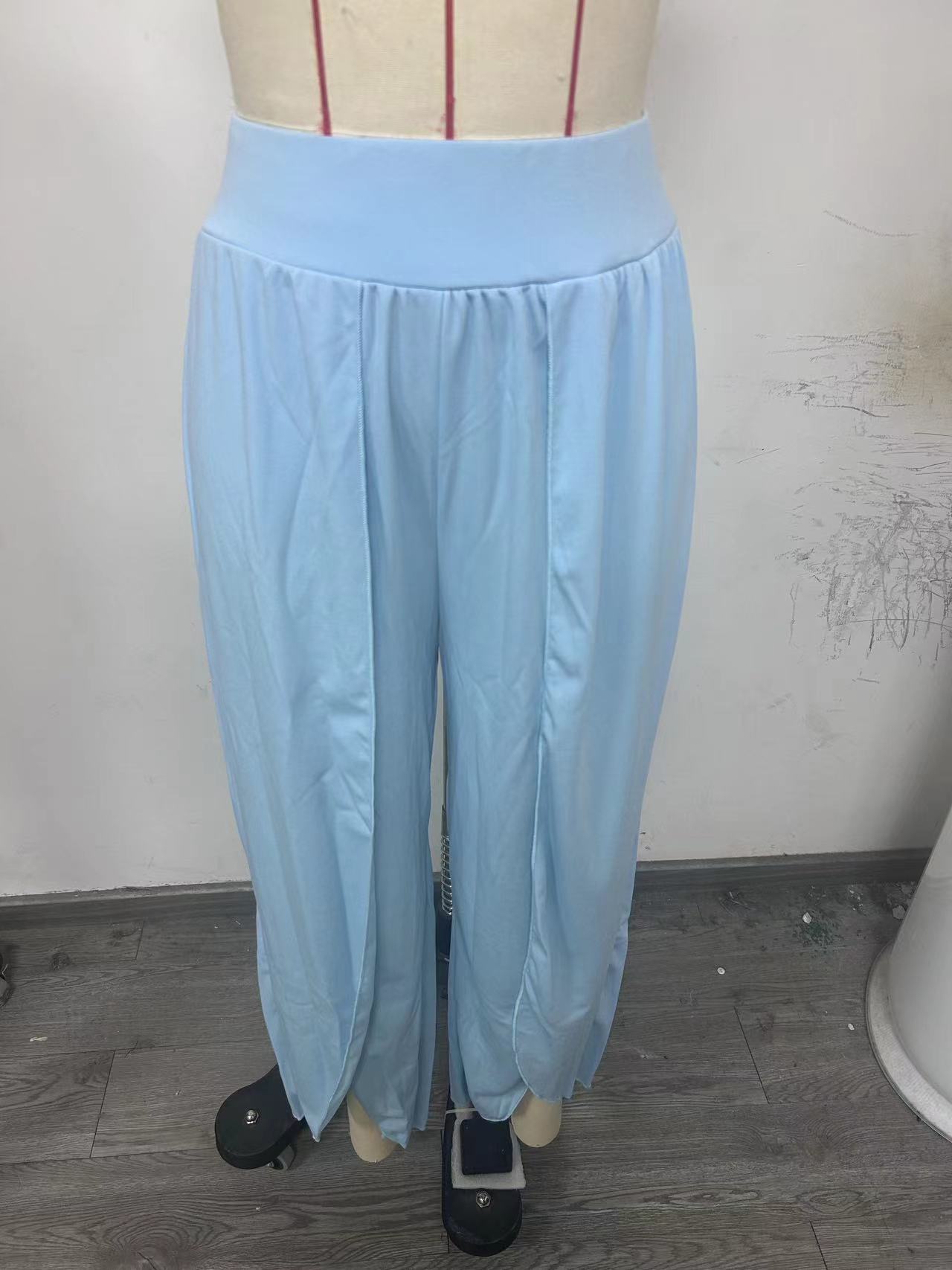 High-Waist Wide-Leg Yoga Pants with High Slit