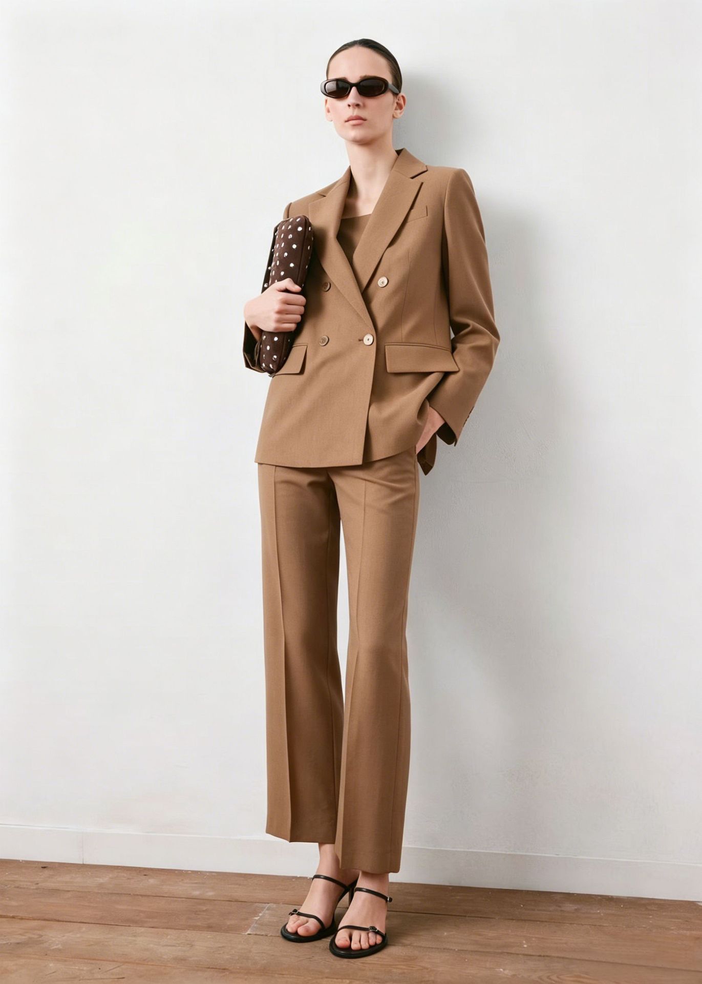 Women's Red Blazer and Straight-Leg Pants Set