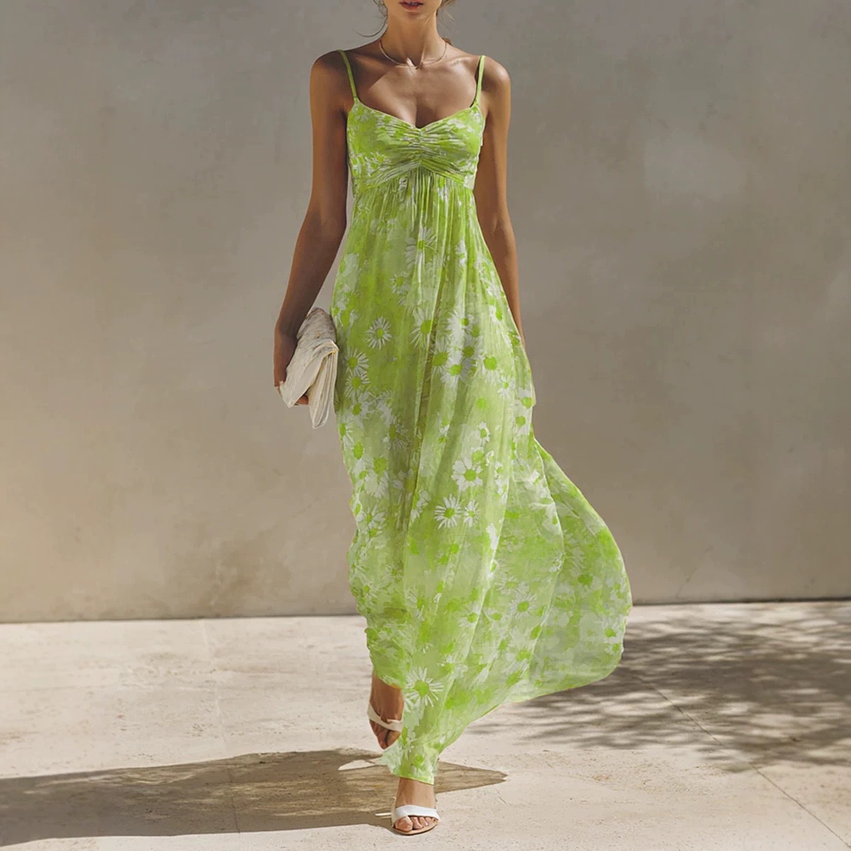 Floral Sleeveless Maxi Dress Summer Beach Vacation