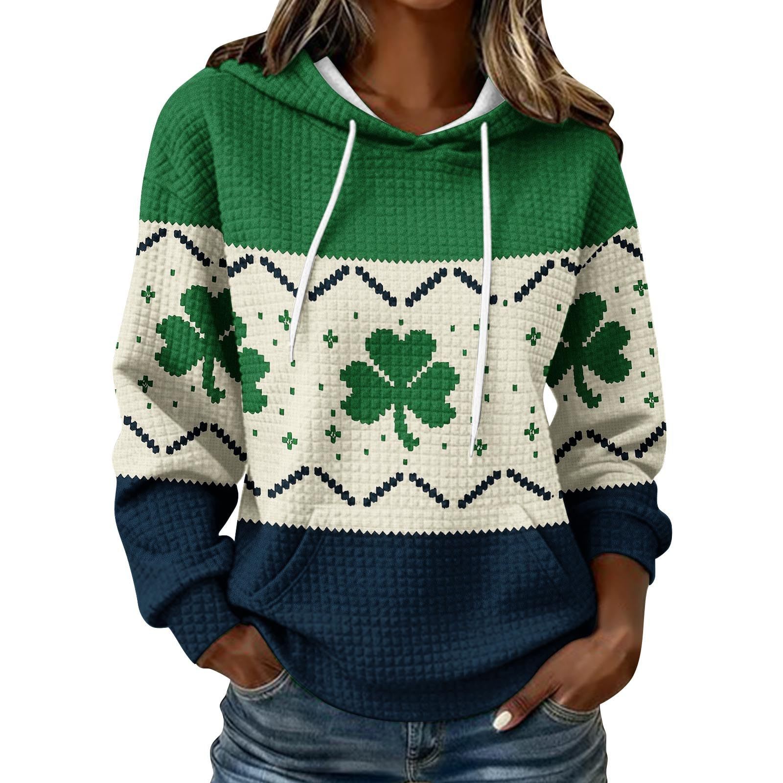 Women's Clover Cross Letter Print Hoodie