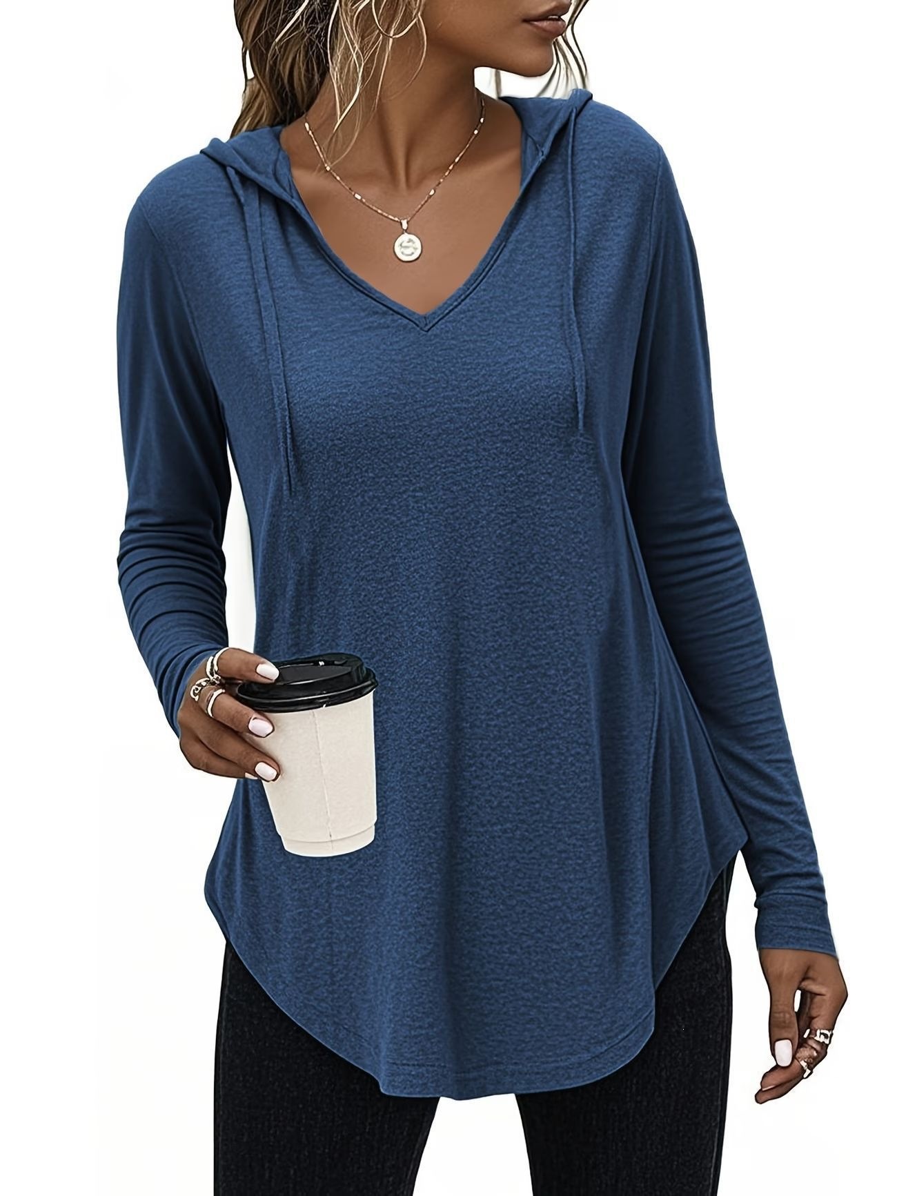 Women's Hooded Long-Sleeve Sweatshirt Top
