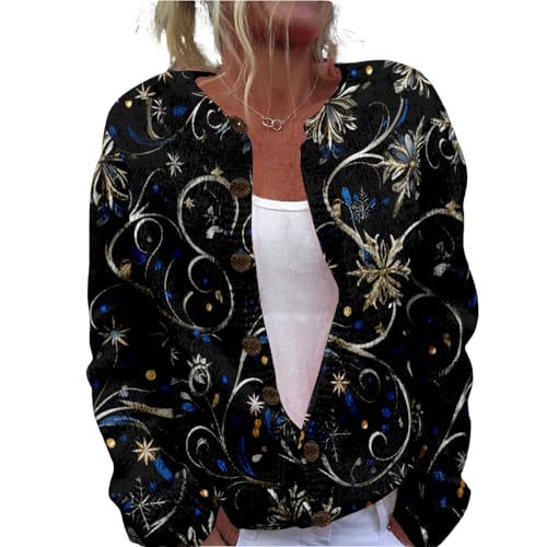 Women's Forest Leaf Print Button Cardigan Sweater