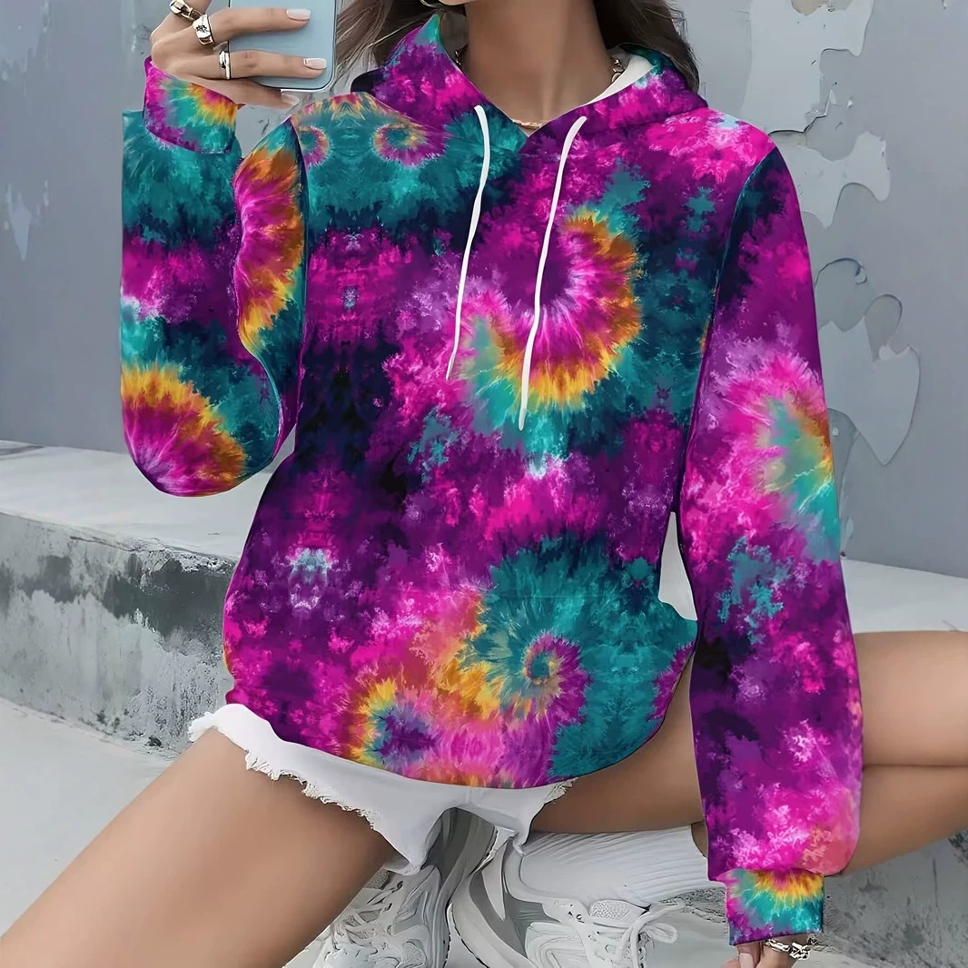 Women's Colorful Print Casual Hoodie