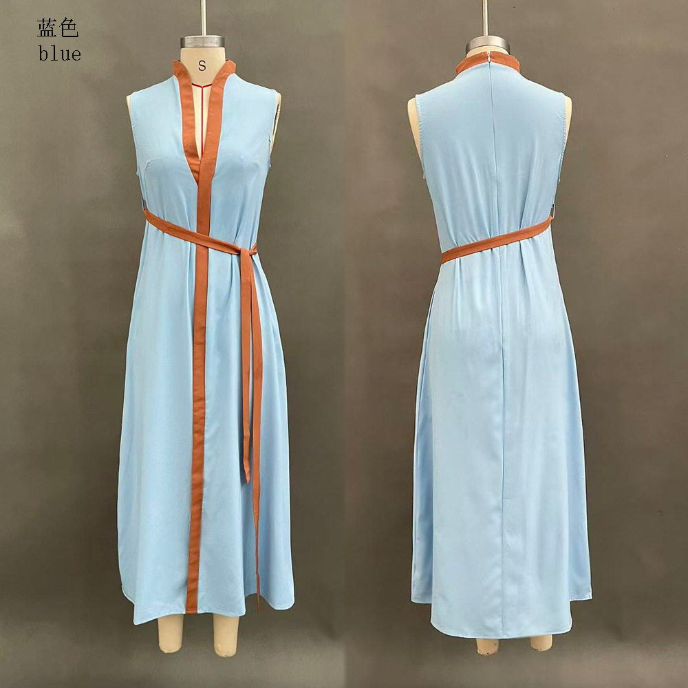 Color-Block Sleeveless Casual Dress