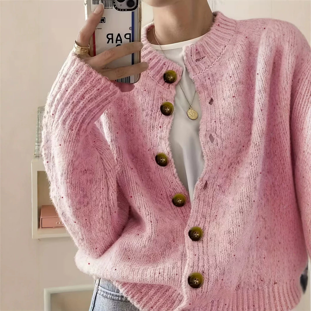 Women's Single-Breasted Knit Cardigan Short Sweater Jacket