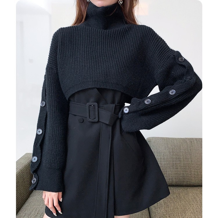 Women's Turtleneck Cropped Knit Sweater