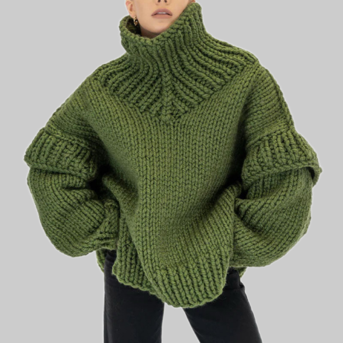 Fluffy Long Sleeve Turtleneck Pullover Sweater
