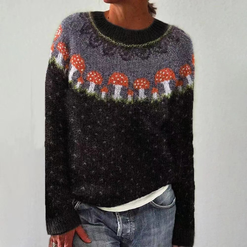 Women's Color-Block Crewneck Pullover Knit Sweater