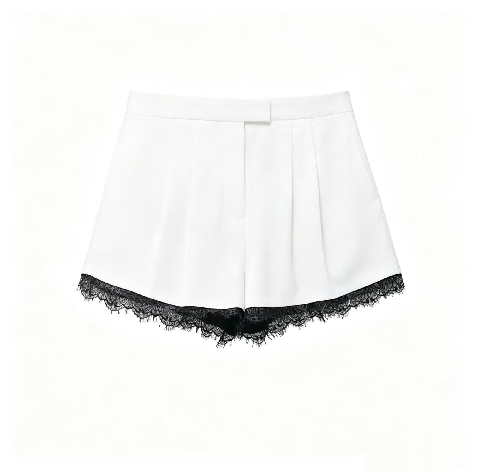 Lace-Trim Cropped Blazer and Shorts Set