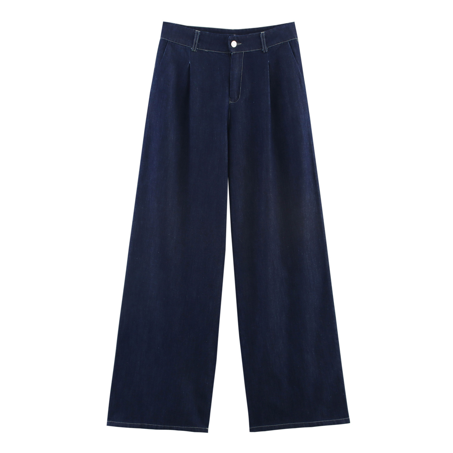 Women's Denim Shirt and Wide-Leg Pants Set
