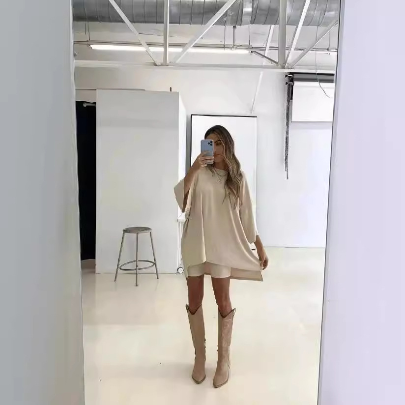 Women's Loose-Fit Short-Sleeve T-Shirt and Shorts Set, Casual Loungewear