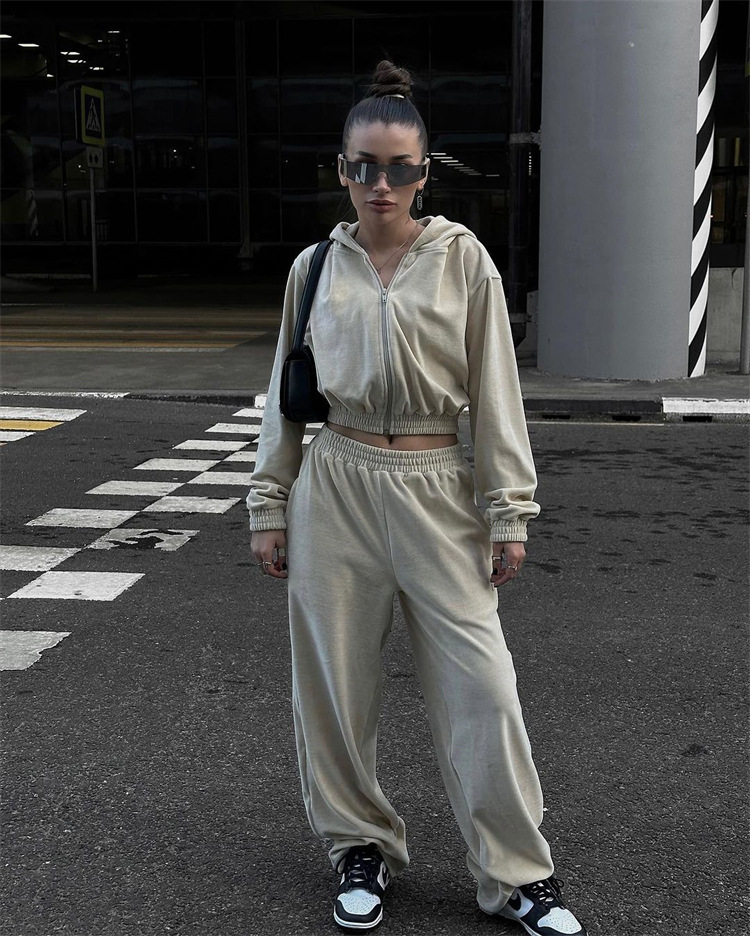 Women's Casual Hooded Cardigan and Pants Two-Piece Set