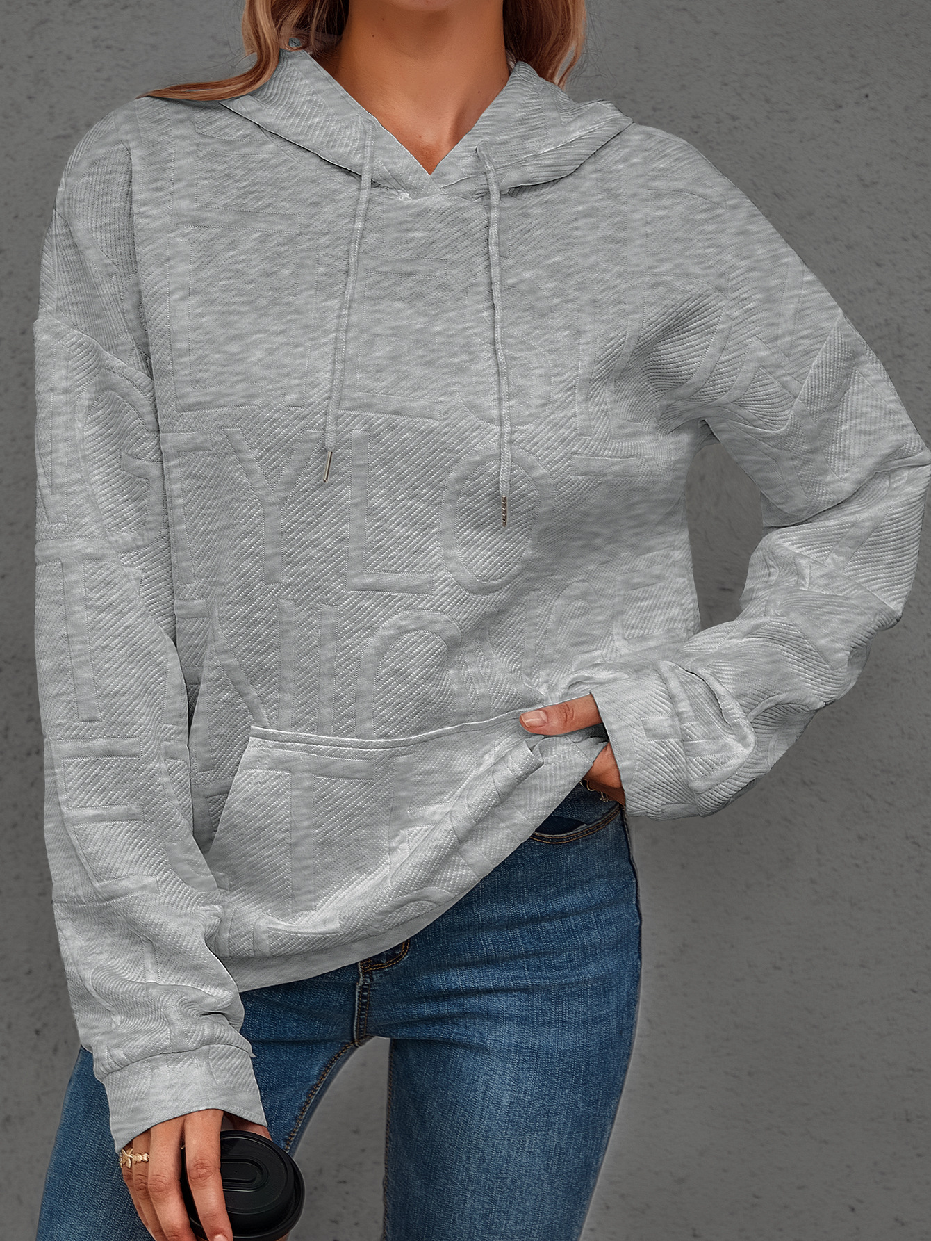 TUME Hooded 3D Print Loose Fit Sweatshirt for Women