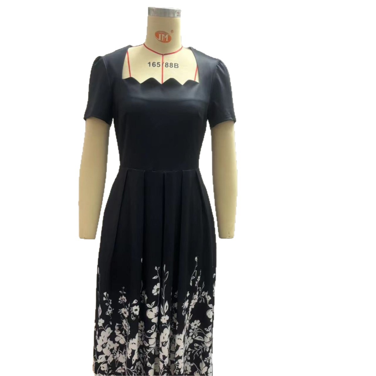Women's Short Sleeve Square Neck Dress with Digital Print