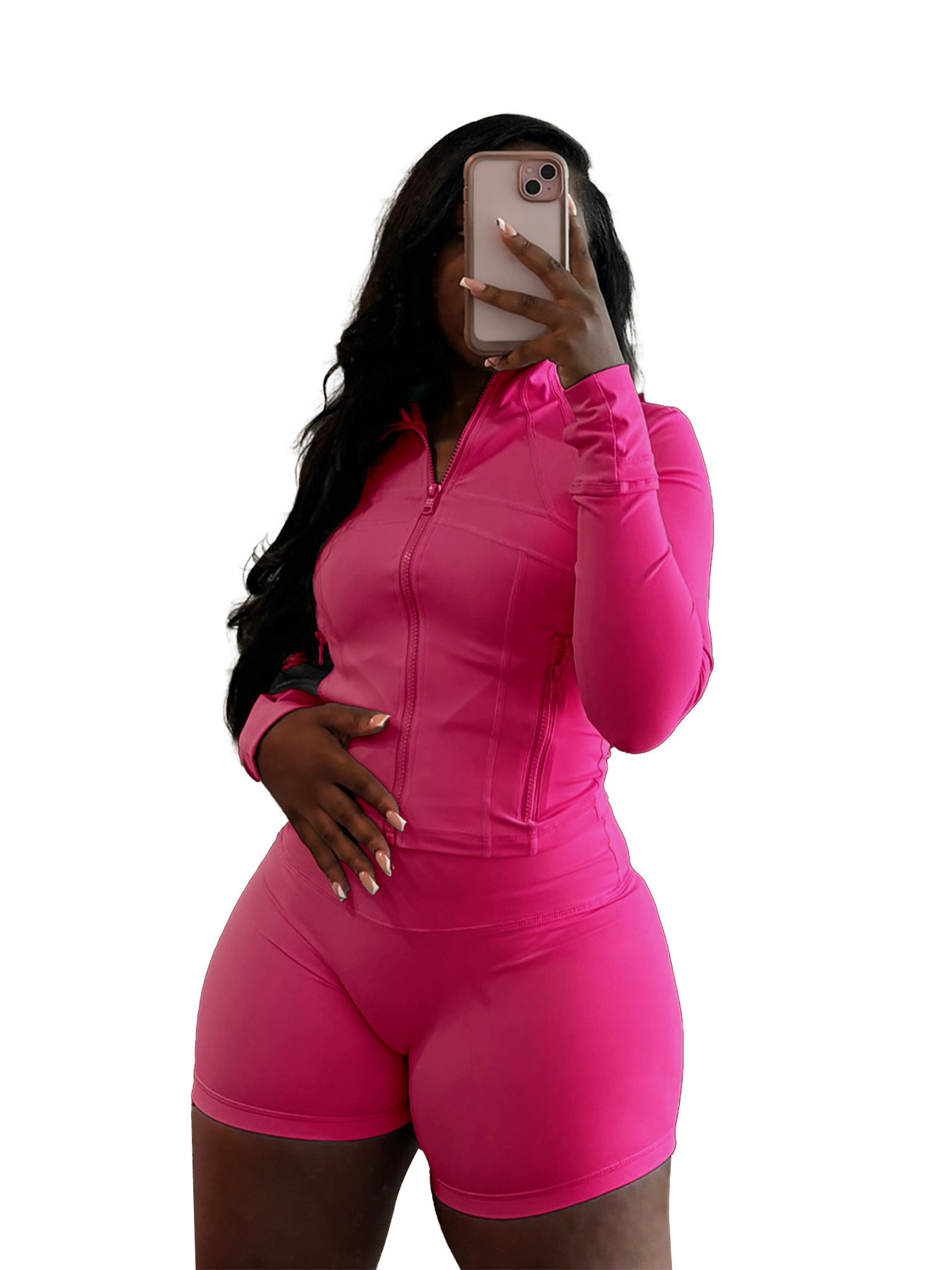 Women's Sexy Slim Fit Long Sleeve Top and Shorts Two-Piece Set