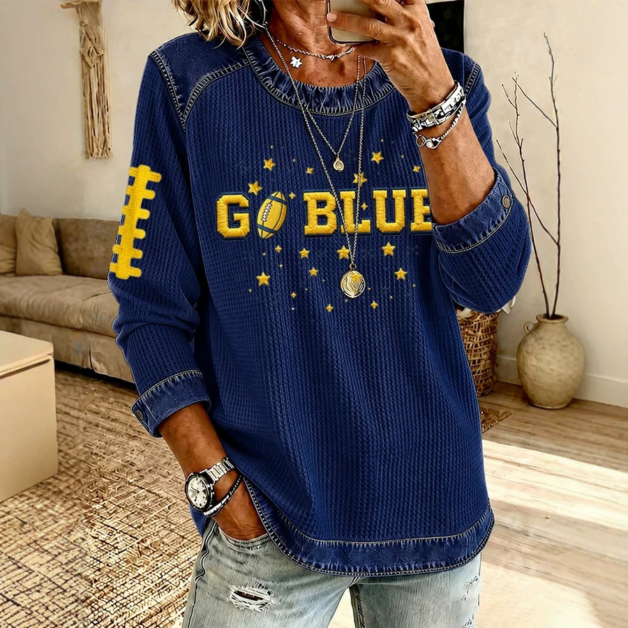 Women's Rugby Letter Print Crewneck Sweatshirt Casual Pullover