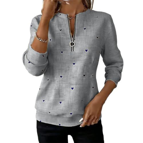 Polka Dot Print Half-Zip Stand Collar Hoodie for Women