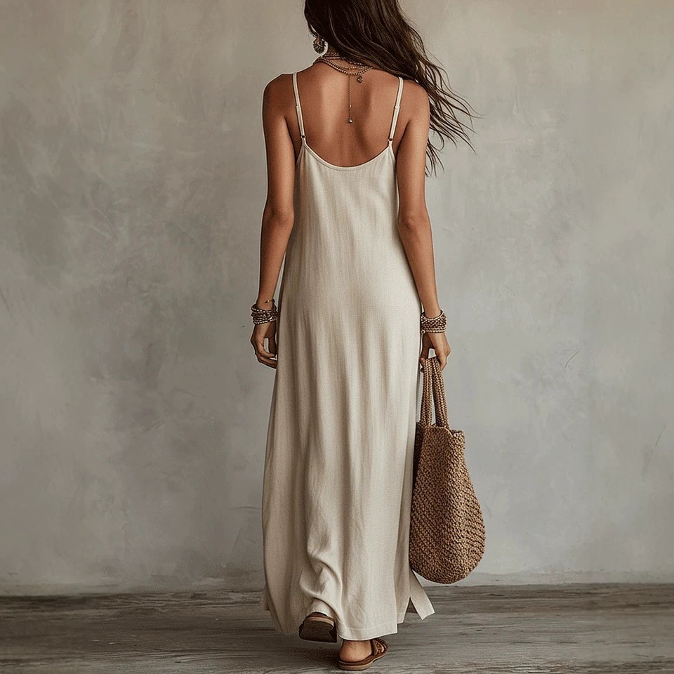 Boho Sleeveless Maxi Dress Loose Relaxed Fit