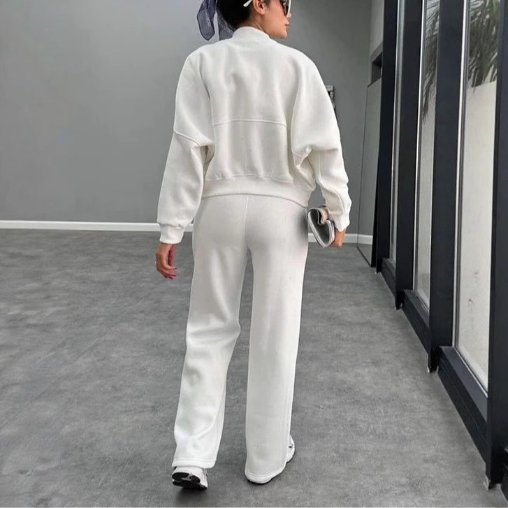 Women's Fleece-Lined Zip Cardigan & Straight-Leg Pants Set