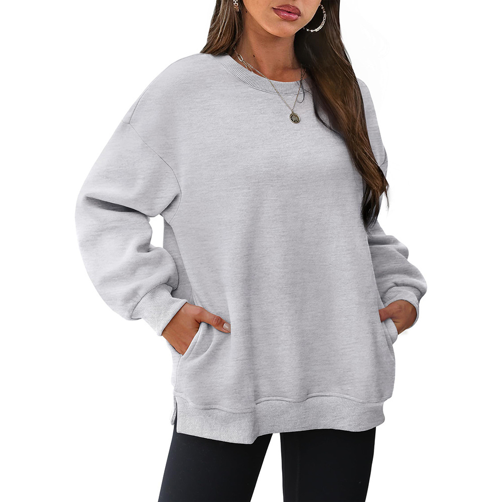 Women's Fleece Crewneck Pullover Sweatshirt Y2K Colorblock