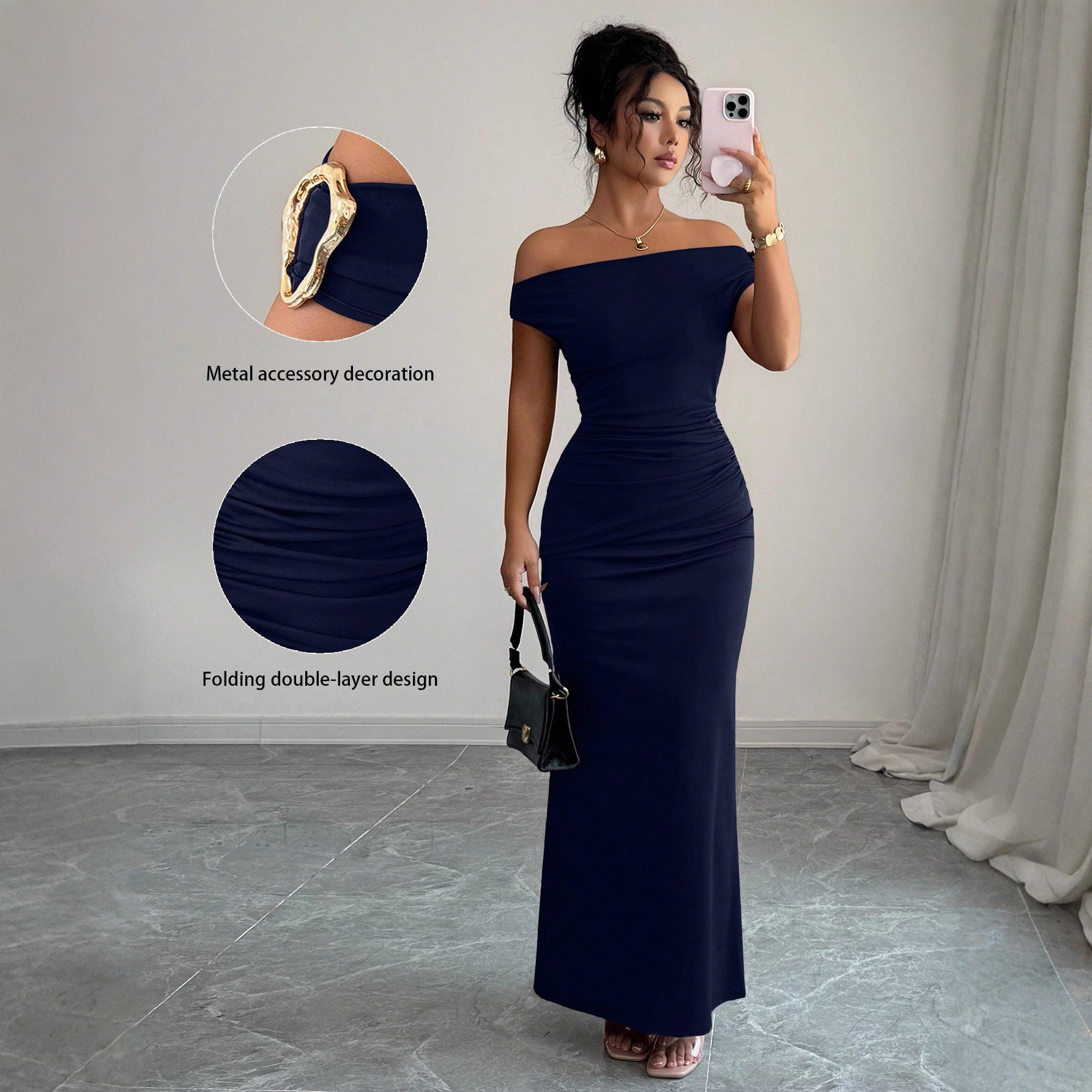 Off-Shoulder One-Line Neck Bodycon Long Dress
