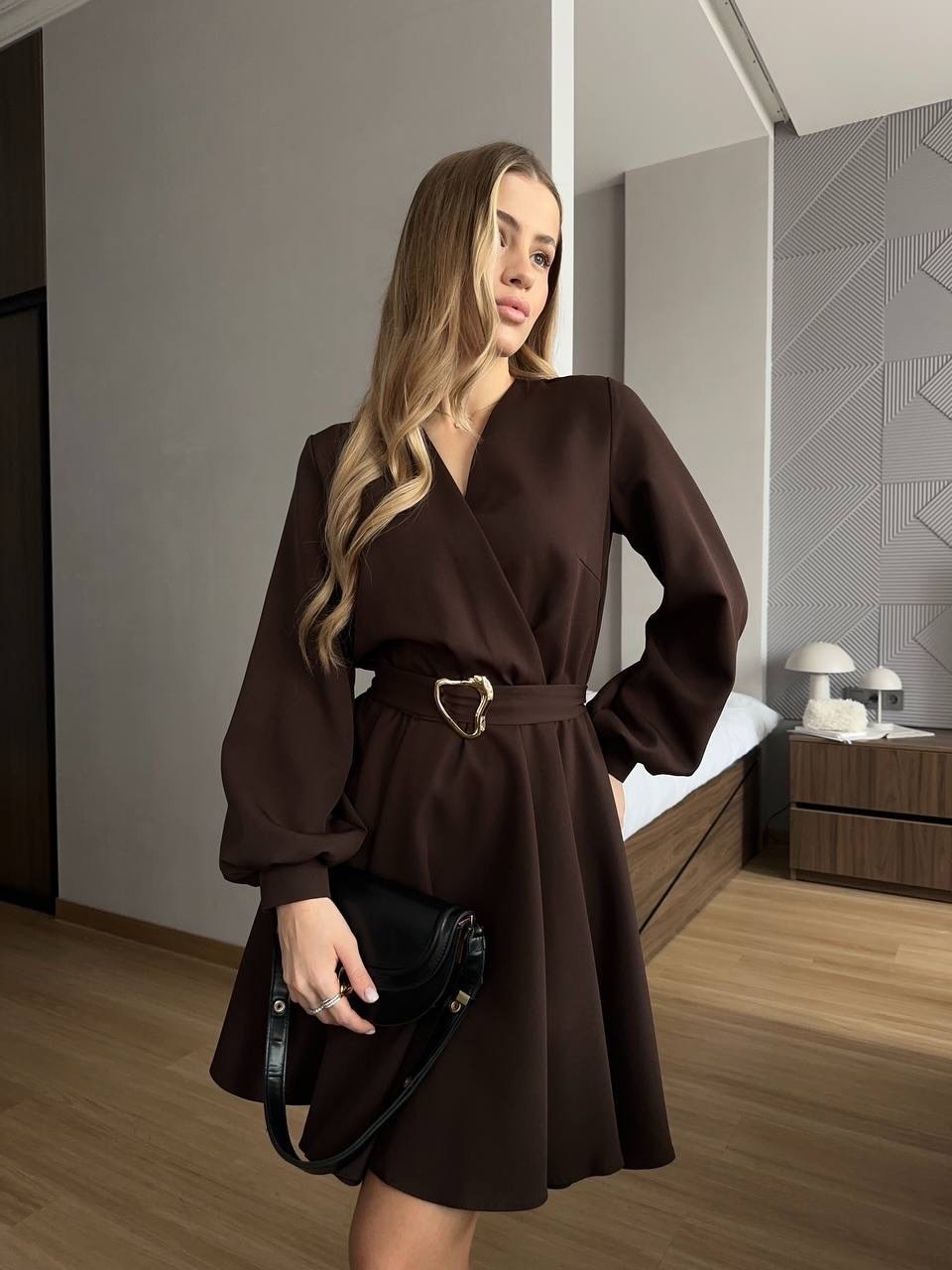 Women's V-Neck French Style Slim Fit Midi Dress