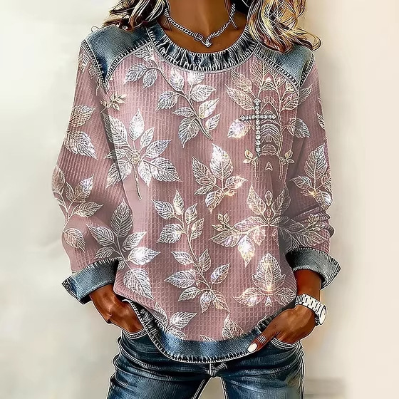 Women's Floral Botanical Print Crewneck Sweatshirt