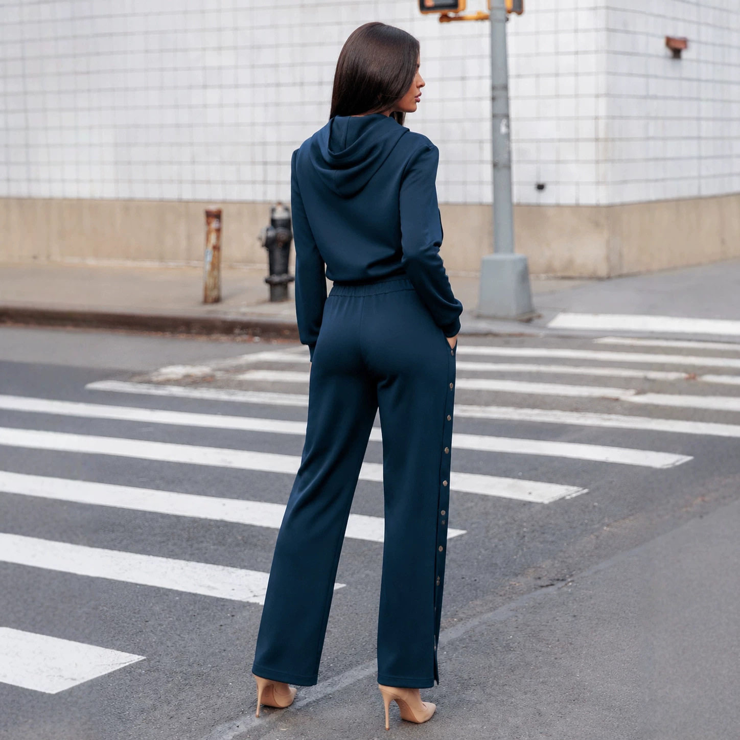 Women's Wide-Leg Pants and Long-Sleeve Button-Down Top Set