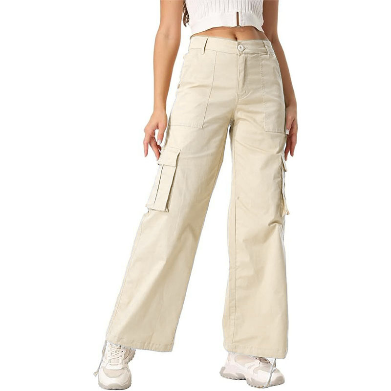High-Waist Wide-Leg Cargo Pants with Pockets