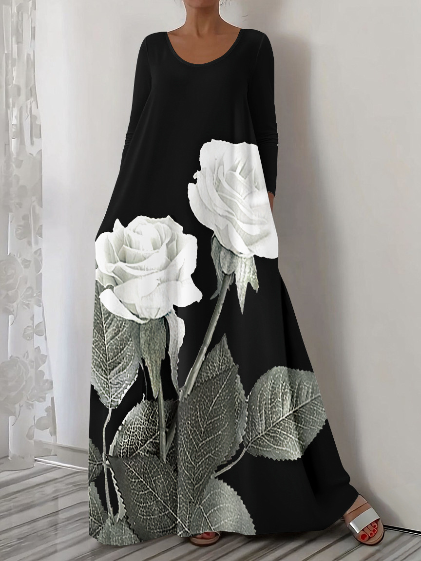 Floral Print Long Sleeve Maxi Dress