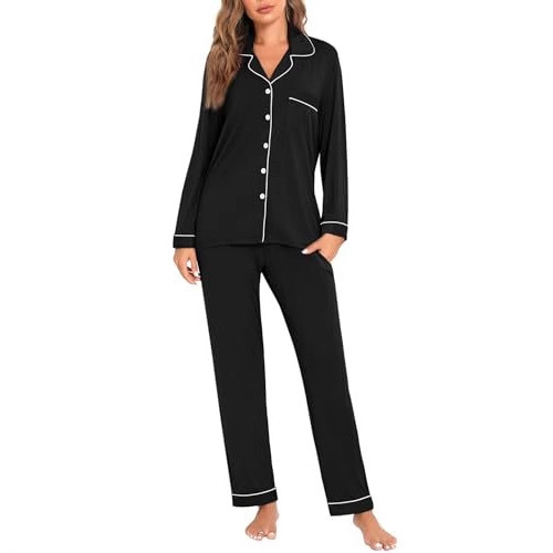 Women's Cuban Collar Retro Print Long Sleeve Loungewear Set