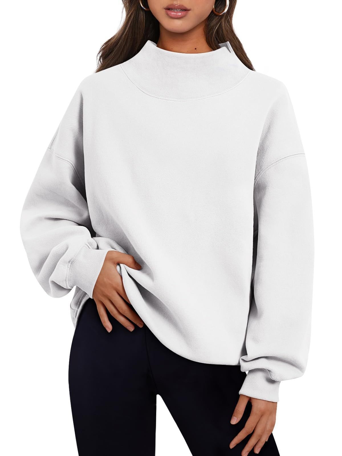 Loose Solid Color Turtleneck Long Sleeve Sweatshirt for Women