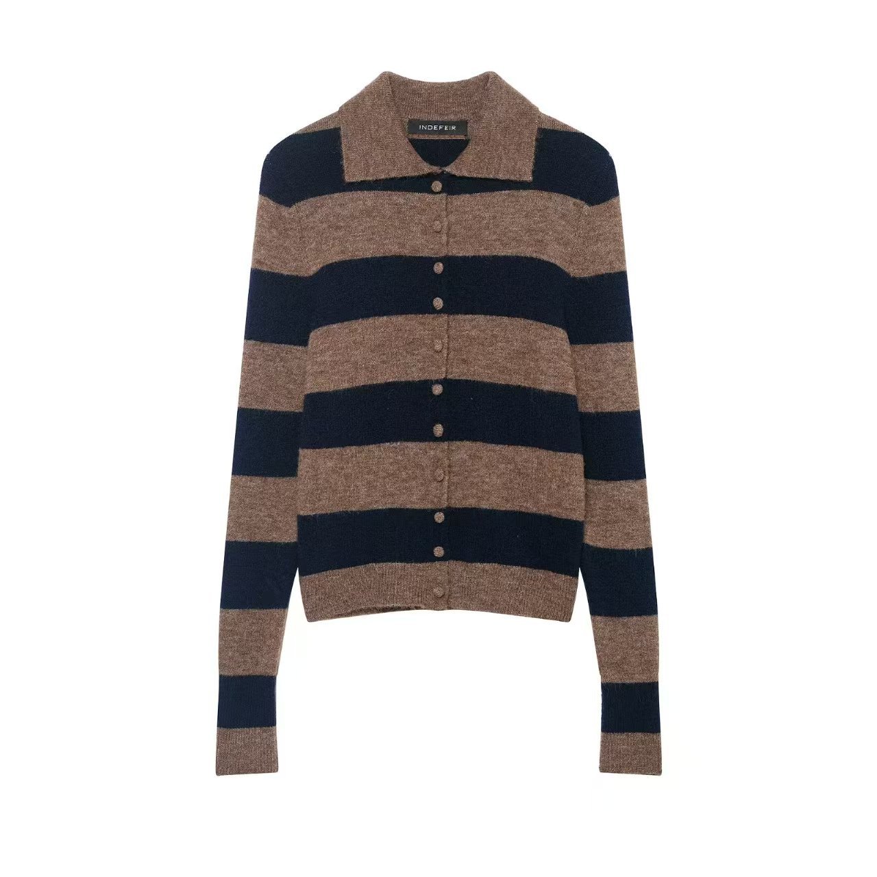 Retro Color-Block Striped Knit Cardigan Sweater