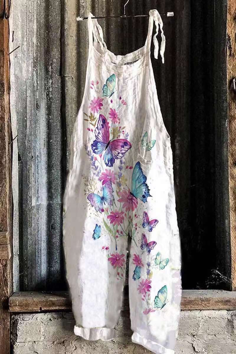Sweet Floral Print Wide-Leg Jumpsuit