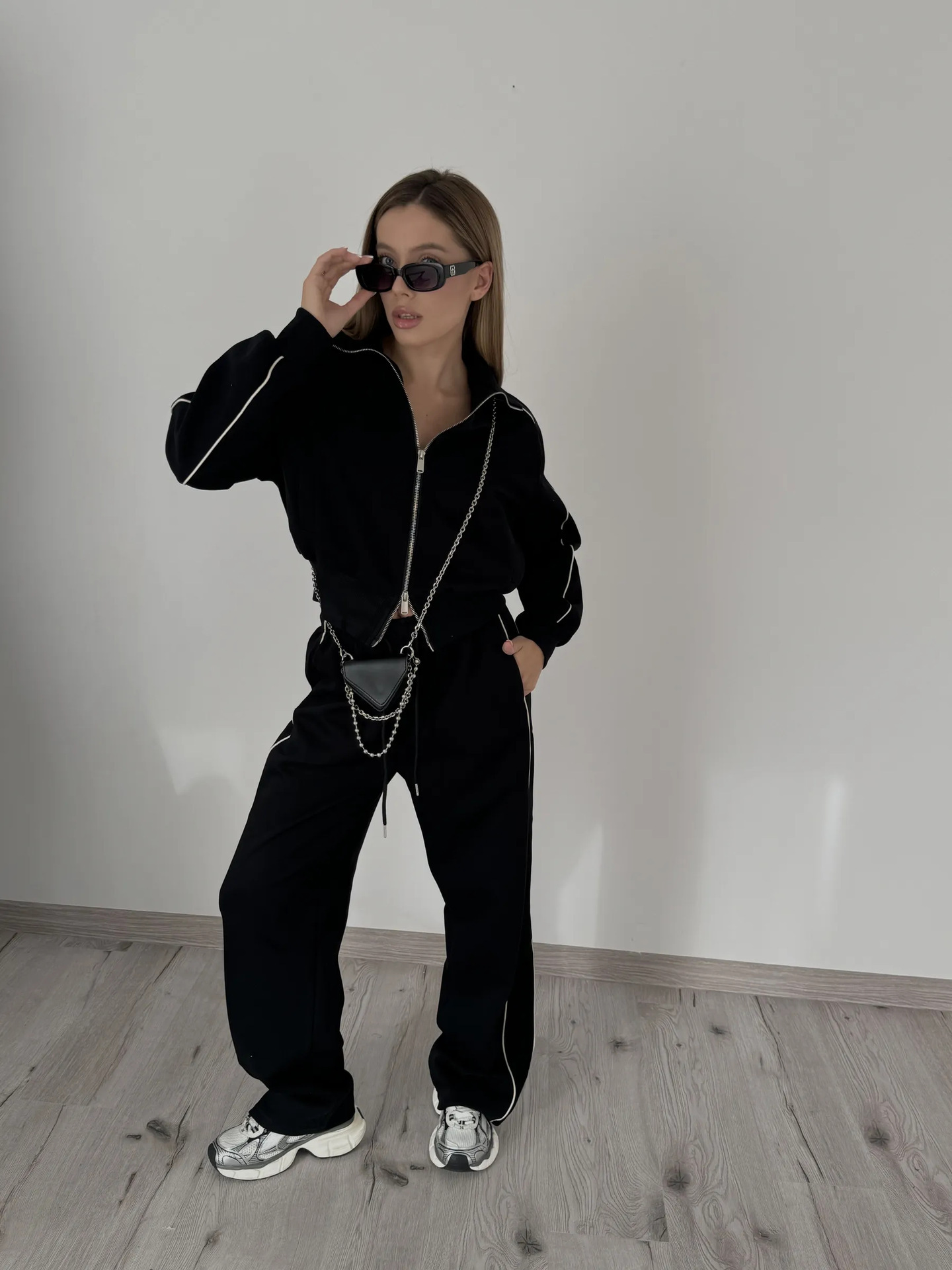 Women's Striped Zip-Up Cardigan & Drawstring Jogger Two-Piece Set