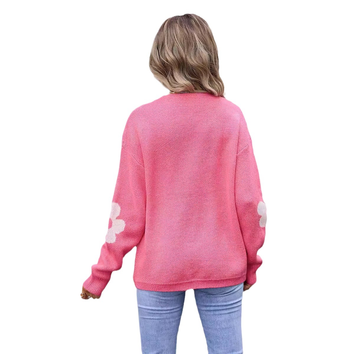 Floral Jacquard Knit Cardigan Sweater Plus Size Open Front