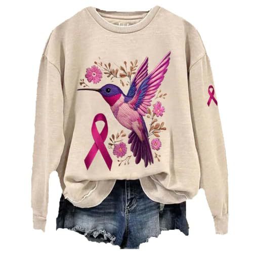Women's Bird Sparrow Ribbon Print Sweatshirt