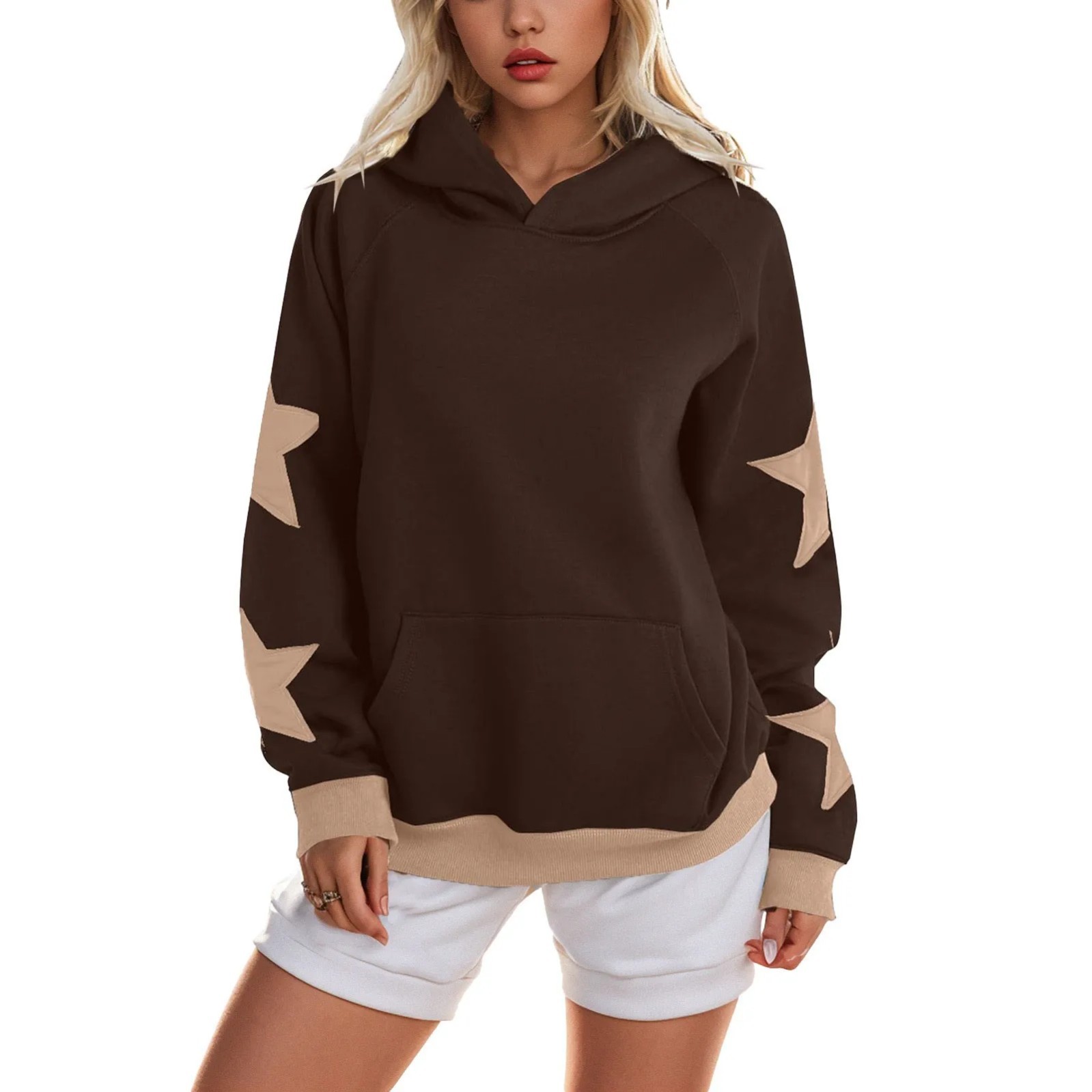 Women's Star Print Hooded Sweatshirt