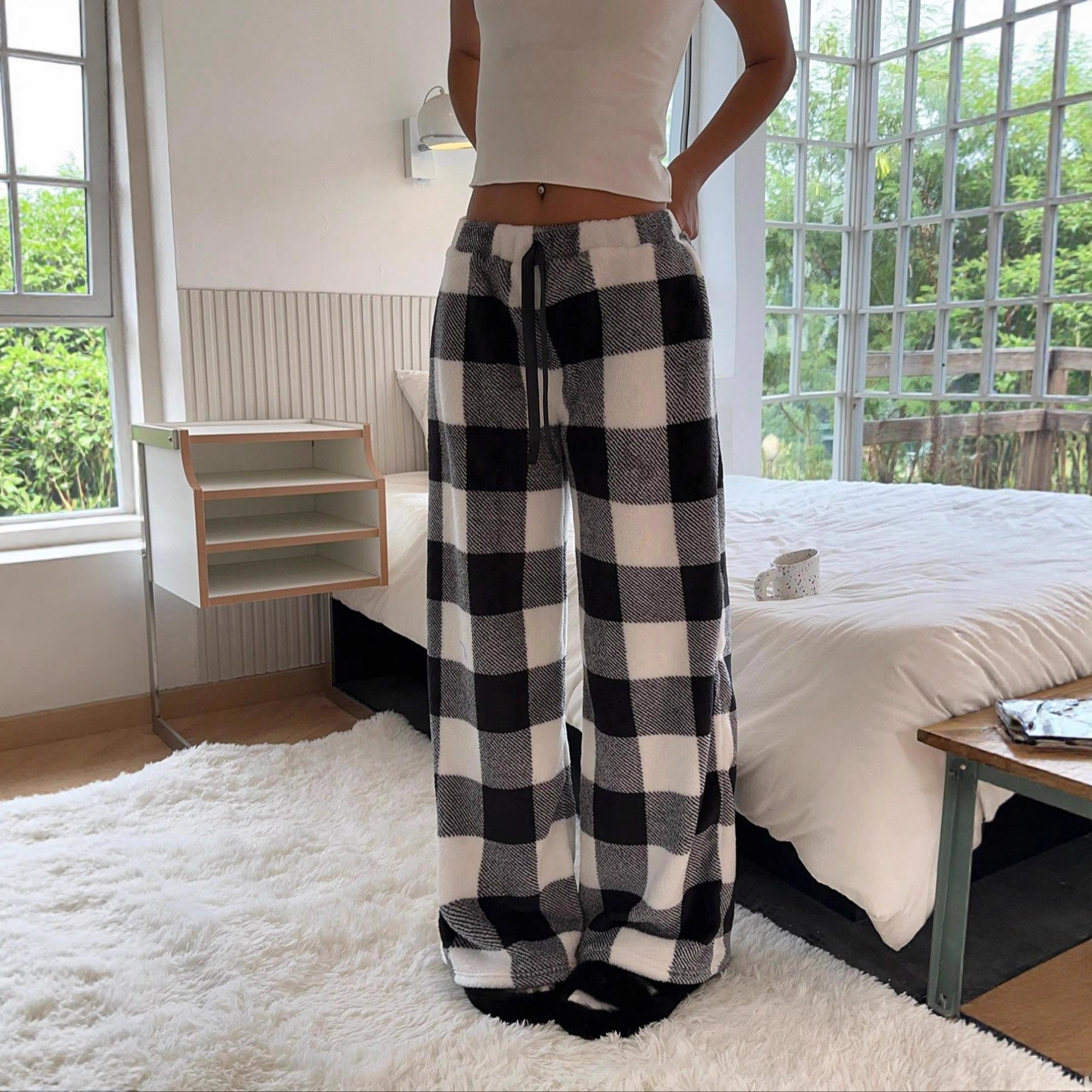 Leopard Print Wide-Leg Casual Pants