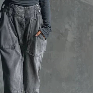 Retro Washed Denim Wide-Leg Sleeveless Jumpsuit