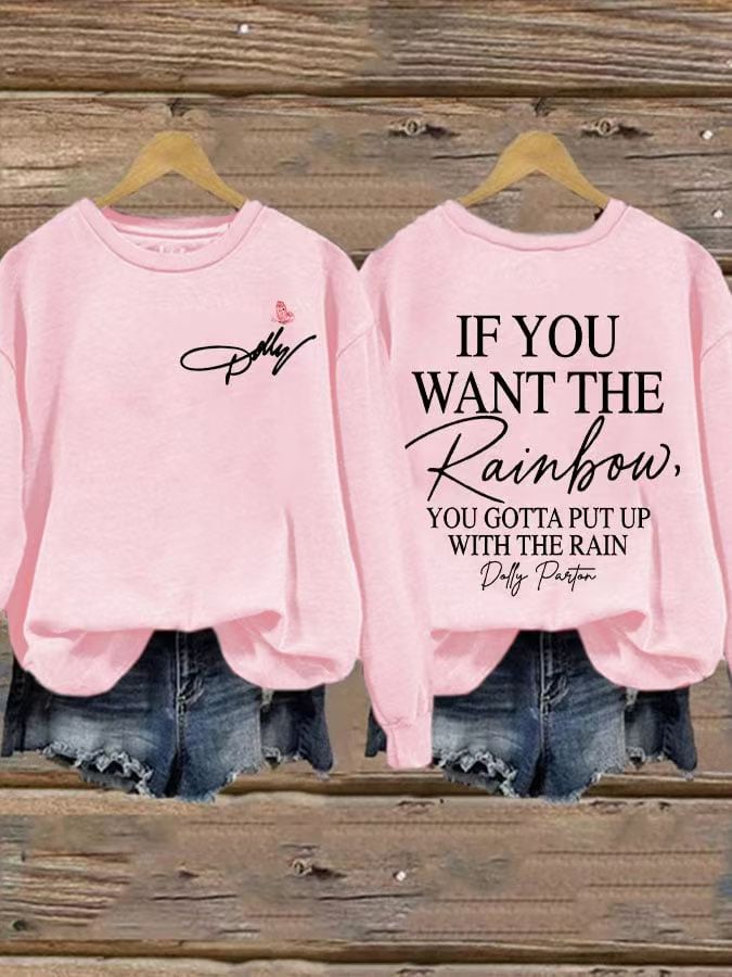 Women's Vintage Loose Slogan Print Crewneck Sweatshirt