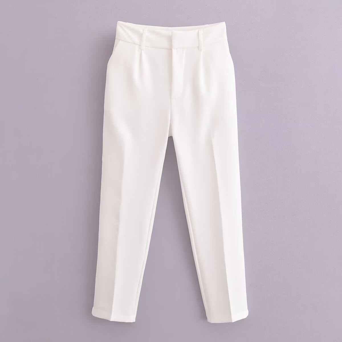 Women's High-Waist Straight-Leg Suit Pants Solid Color Streetwear