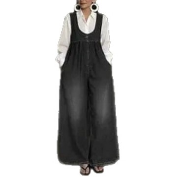 Washed Denim Bucket Vest and Wide-Leg Pants Set