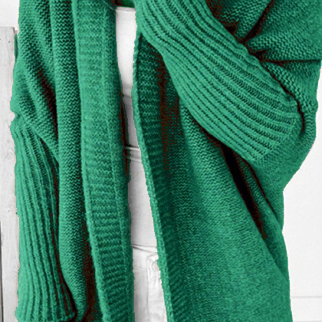 Hooded Knit Cardigan with Batwing Sleeves and Back Panel