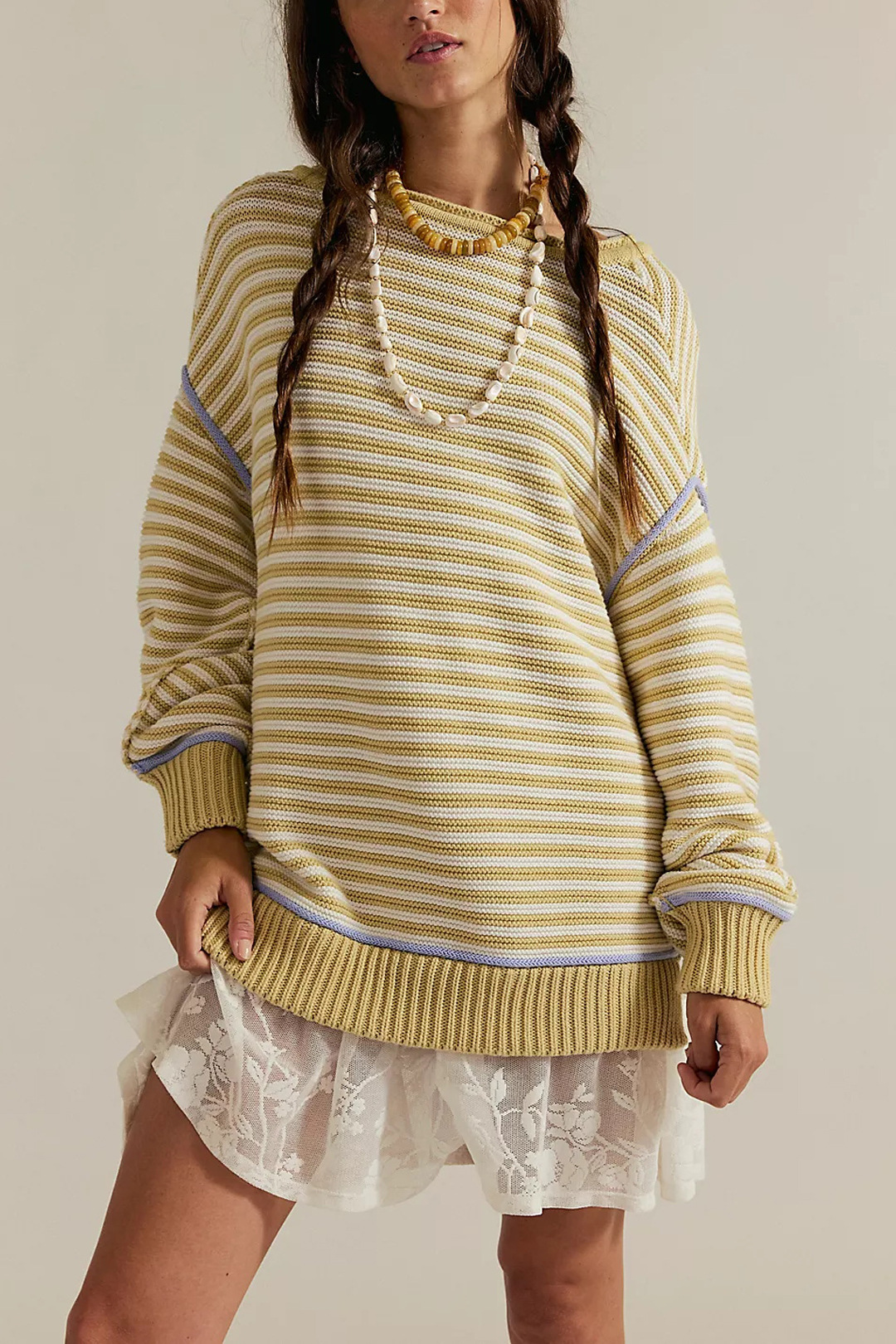 Striped Crewneck Pullover Sweater Loose Long Sleeve