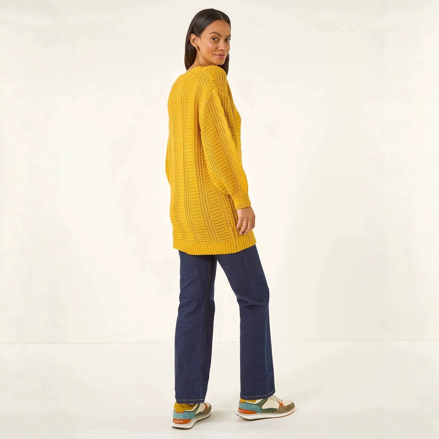 Women's Plus Size Solid Knit Cardigan V-Neck Lantern Sleeve Loose Fit