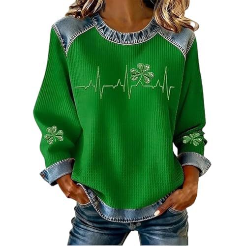 Women's Clover Tree Plant Print Crewneck Sweatshirt