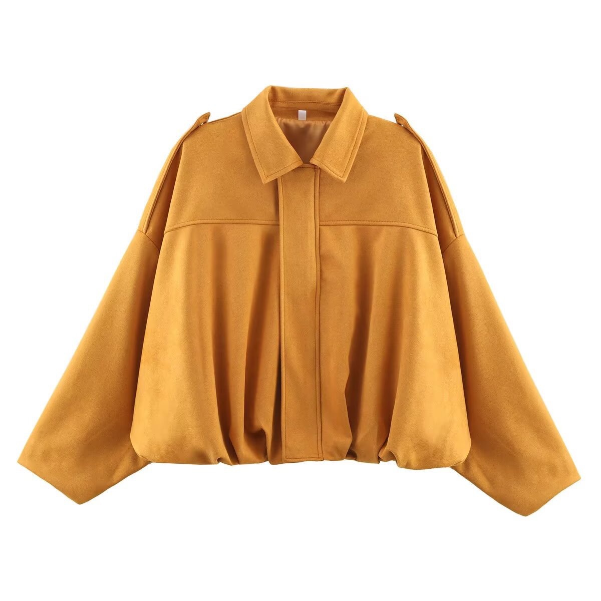 Women's Button-Shoulder Cinched-Waist Bomber Jacket