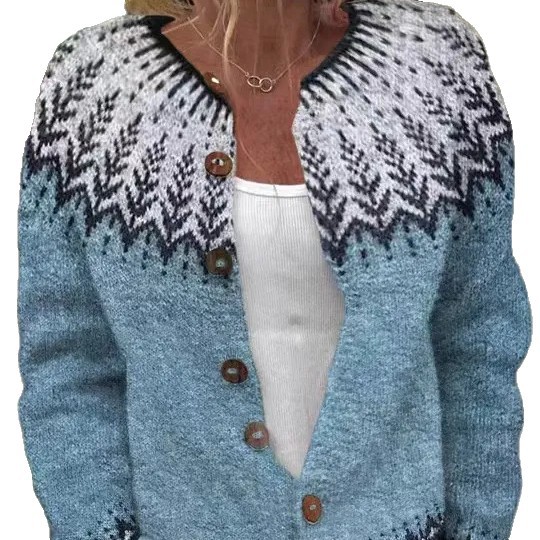 Women's Floral Line Print Cardigan Sweater